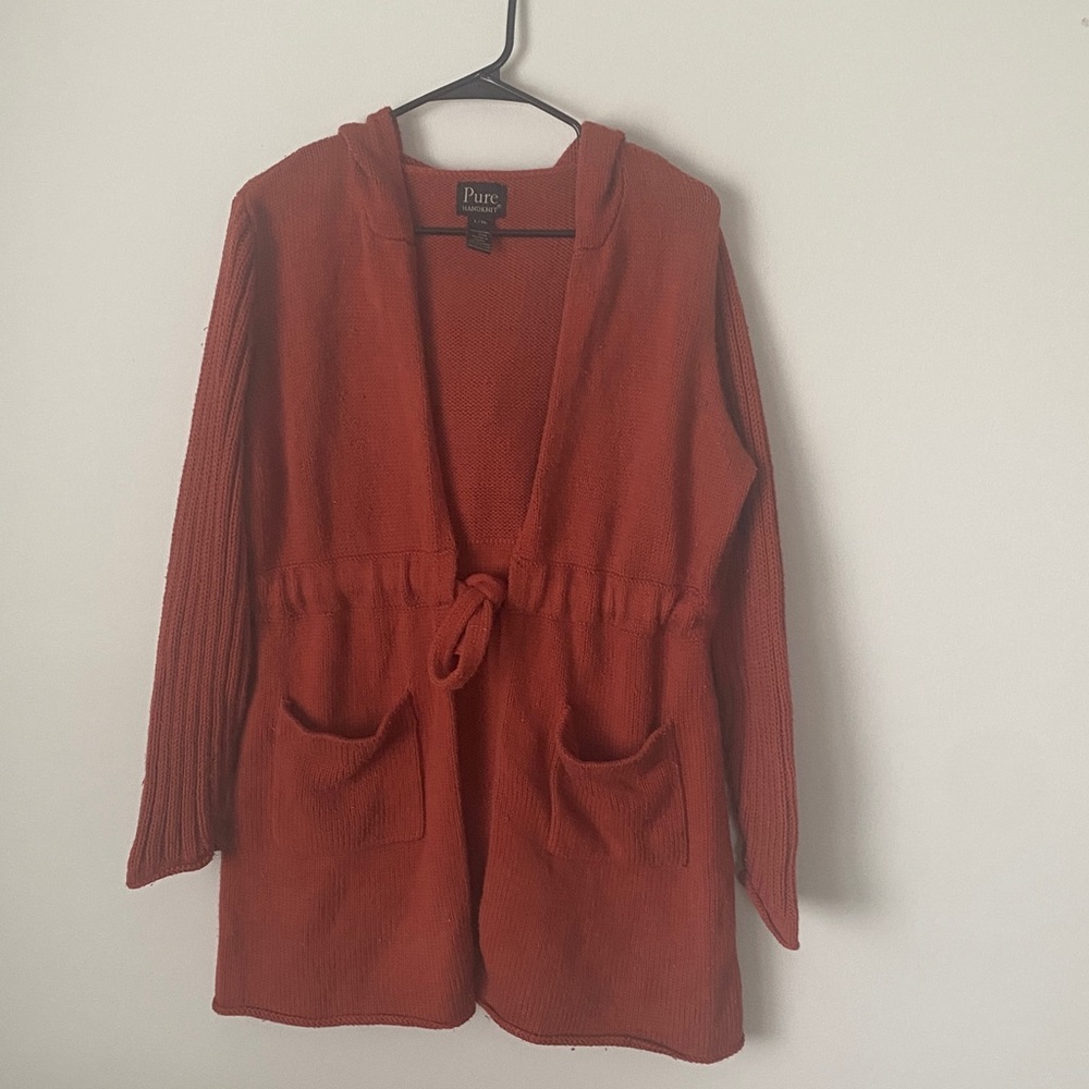 Pure Handknit 100% Cotton Hooded Cardigan